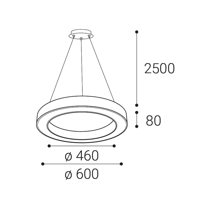 LED2 - LED-himmennettävä kattokruunu johdossa SATURN LED/50W/230V 3000K/4000K valkoinen