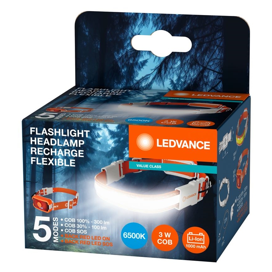 Ledvance - Ladattava LED-ajovalaisin FLASHLIGHT LED/3W/5V 1000mAh