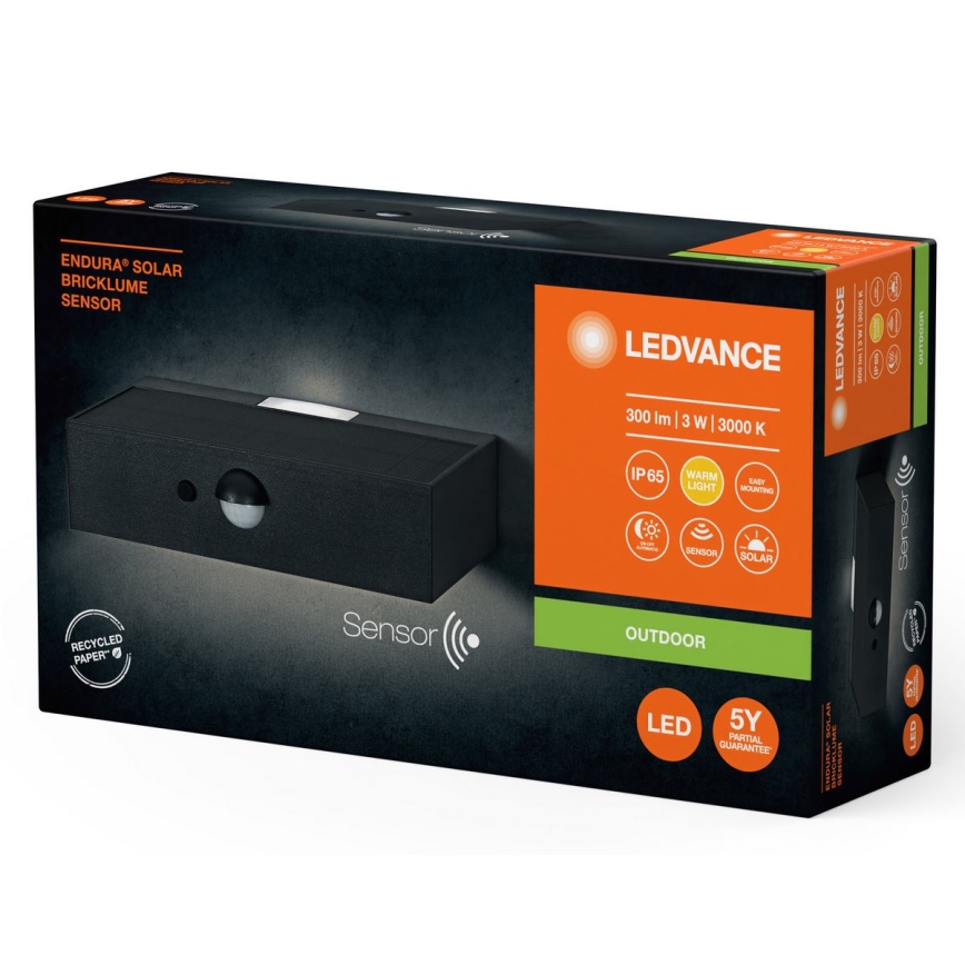 Ledvance - LED-seinäaurinkovalaisin anturilla ENDURA SOLAR LED/3W/4,2V IP65