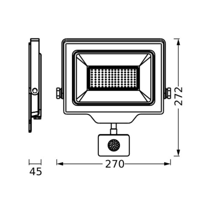 Ledvance - LED Ulkoseinävalonheitin anturilla FLOODLIGHT ESSENTIAL LED/100W/230V IP65