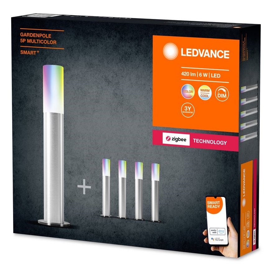 Ledvance - SETTI 5x LED RGBW Himmennettävä ulko lamppu SMART+ GARDENPOLE LED/6W/230V IP44