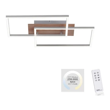 Leuchten Direkt 14018-78 - Himmennettävä LED-kattovalaisin IVEN 2xLED/15W/230V tammi + kauko-ohjaus