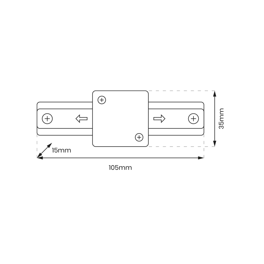 Liitin valaisimille kiskojärjestelmässä CONNECTOR RS MUSTA tasainen