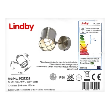 Lindby - Himmennettävä LED-seinävalaisin EBBI 1xE14/5W/230V