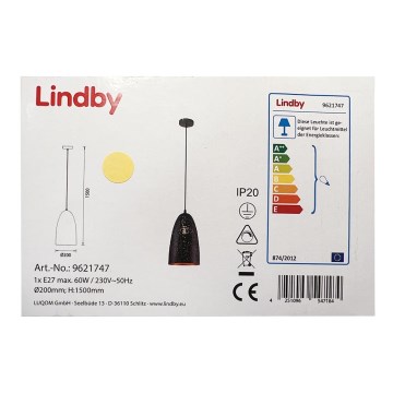 Lindby - Kattokruunu johdossa TOLA 1xE27/60W/230V