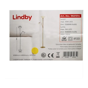 Lindby - lattiavalaisin JOST 1xE27/10W/230V + 1xE14/5W