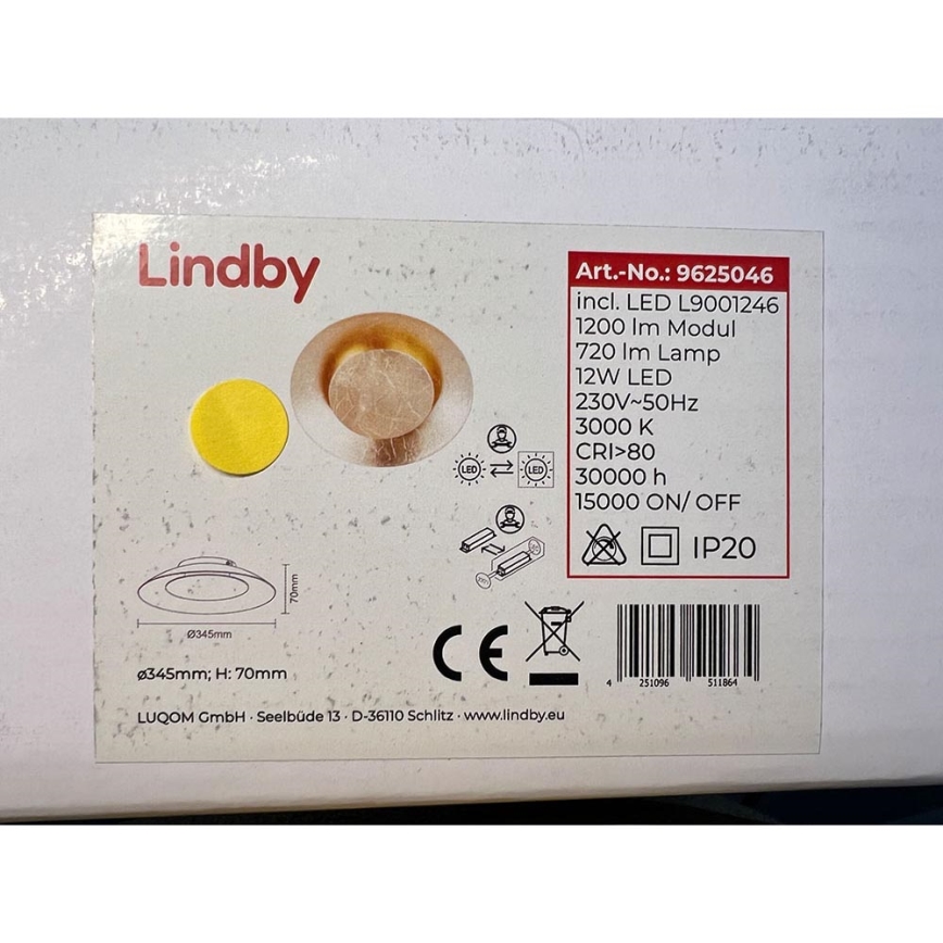 Lindby - LED Kattovalaisin KETI LED/12W/230V