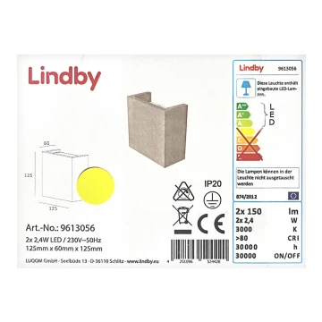 Lindby - LED Seinävalo YVA 2xLED/2,4W/230V