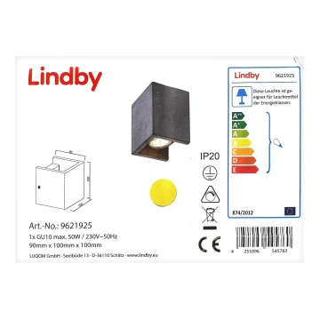 Lindby - Seinävalo GERDA 1xGU10/50W/230V