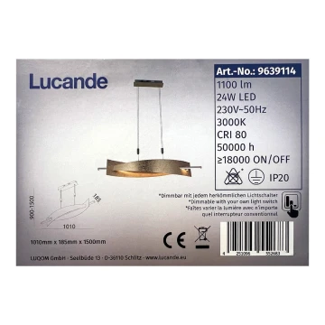 Lucande - Himmennettävä LED-kattokruunu johdossa MARIJA LED/24W/230V