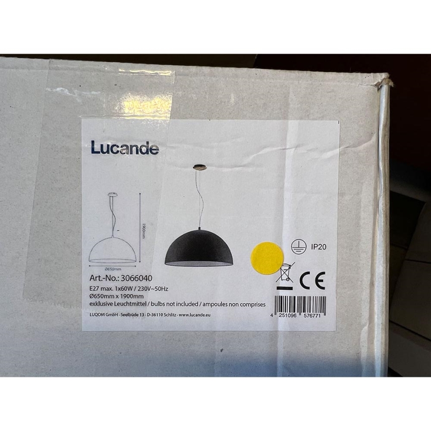 Lucande - Kattokruunu johdossa MALEO 1xE27/60W/230V