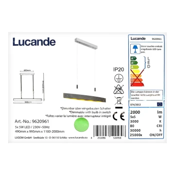 Lucande - LED Himmennettävä kattokruunu johdossa LIO 5xLED/5W/230V