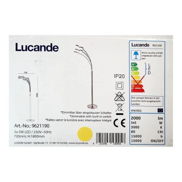 Lucande - LED Himmennettävä lattialamppu CATRIONA 5xLED/5W/230V