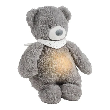 Nattou - Snuggle buddy melodialla ja valolla SLEEPY BEAR 4in1 harmaa