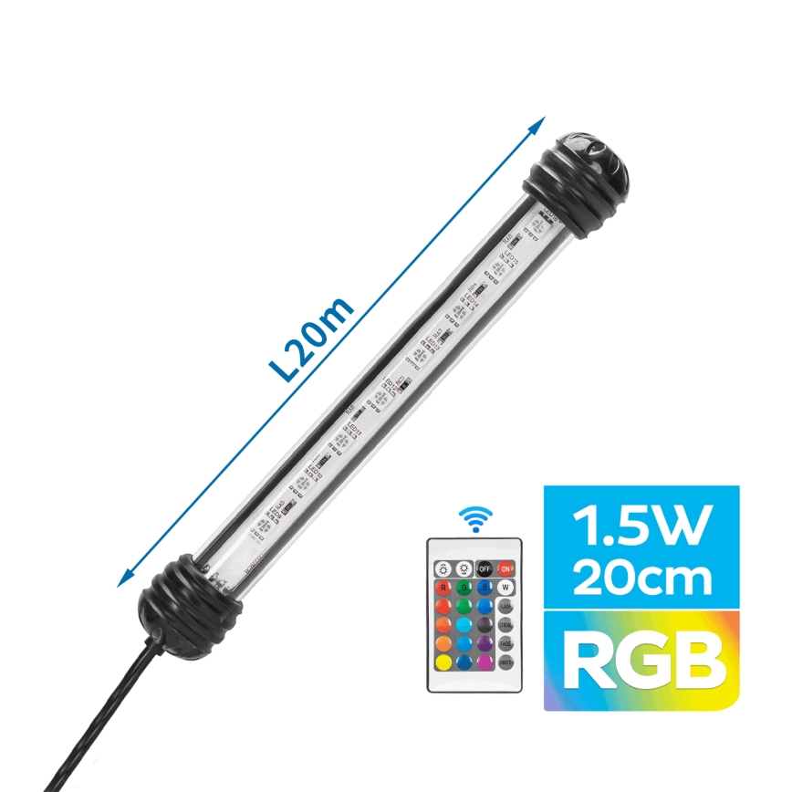 Nobleza - LED RGB Akvaarion valaistus LED/1,5W/230V IPX7 + kauko-ohjaus