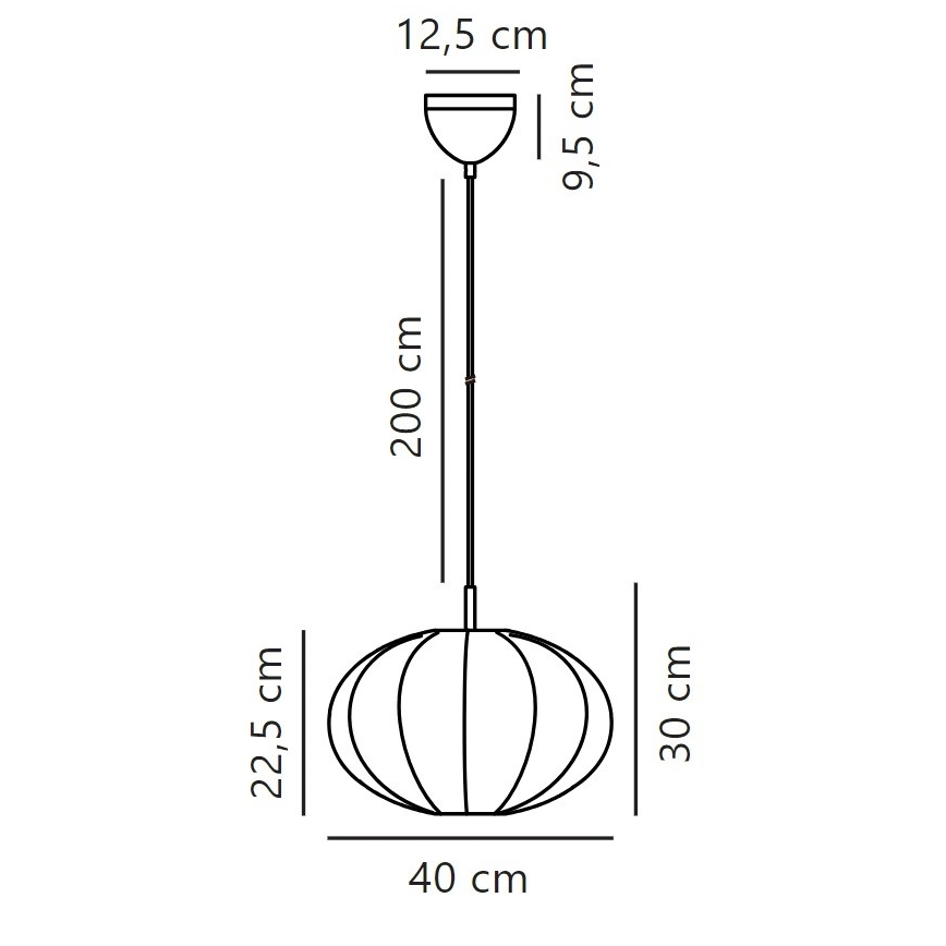 Nordlux - Kattokruunu johdossa AERON 1xE27/40W/230V halkaisija 40 cm