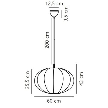 Nordlux - Kattokruunu johdossa AERON 1xE27/40W/230V halkaisija 60 cm