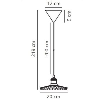 Nordlux - Kattokruunu johdossa TORINA 1xE27/40W/230V halkaisija 20 cm