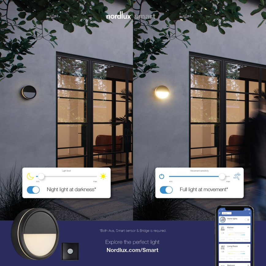 Nordlux - LED Himmennettävä ulkoseinävalaisin AVA SMART LED/9,5W/230V 2700K IP54 musta
