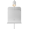 Nordlux - Seinäkohdevalo hyllyn kanssa ja USB ROOMI 1xGU10/8W/230V valkoinen