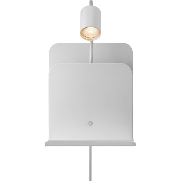 Nordlux - Seinäkohdevalo hyllyn kanssa ja USB ROOMI 1xGU10/8W/230V valkoinen