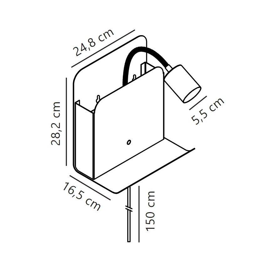 Nordlux - Seinäkohdevalo hyllyn kanssa ja USB ROOMI 1xGU10/8W/230V valkoinen