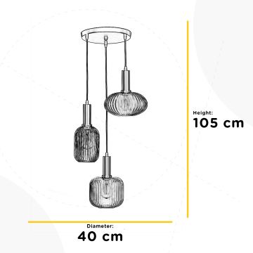 ONLI - Kattokruunu johdossa DOROTY 1xE27/22W/230V sininen/kulta