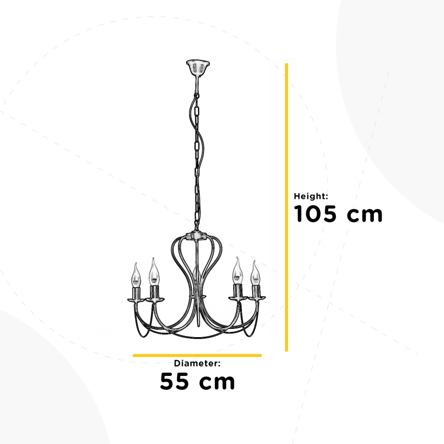 ONLI - Kattokruunu ketjussa CANDELA 5xE14/6W/230V musta