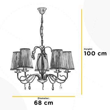 ONLI - Kattokruunu ketjussa DELIA 5xE14/6W/230V