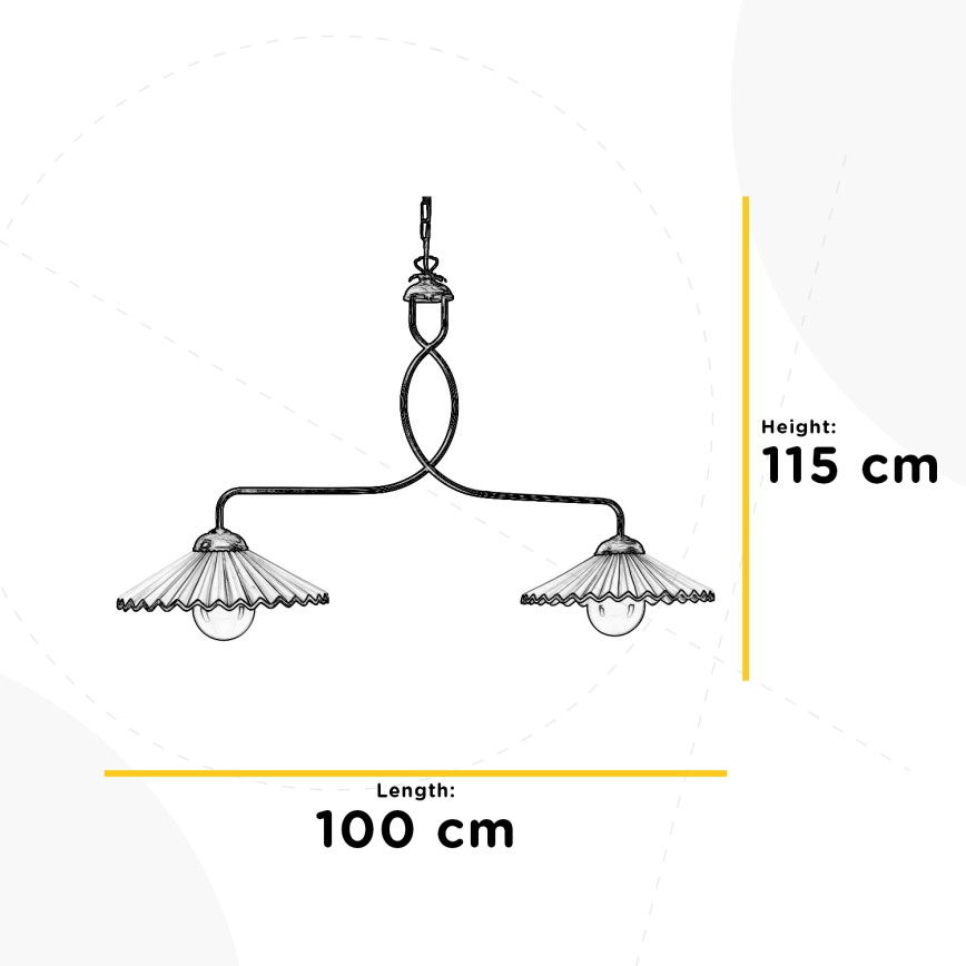 ONLI - Kattokruunu ketjussa ROSINA 2xE27/22W/230V pronssi