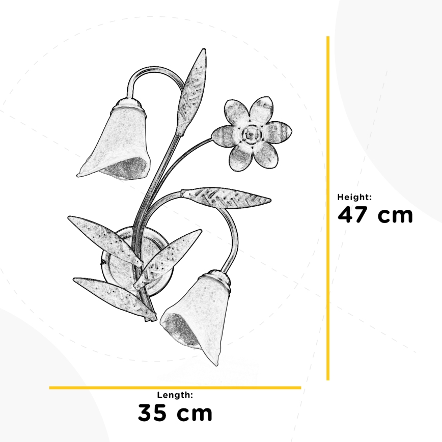 ONLI - Seinävalaisin ALGA 2xE14/6W/230V pronssi