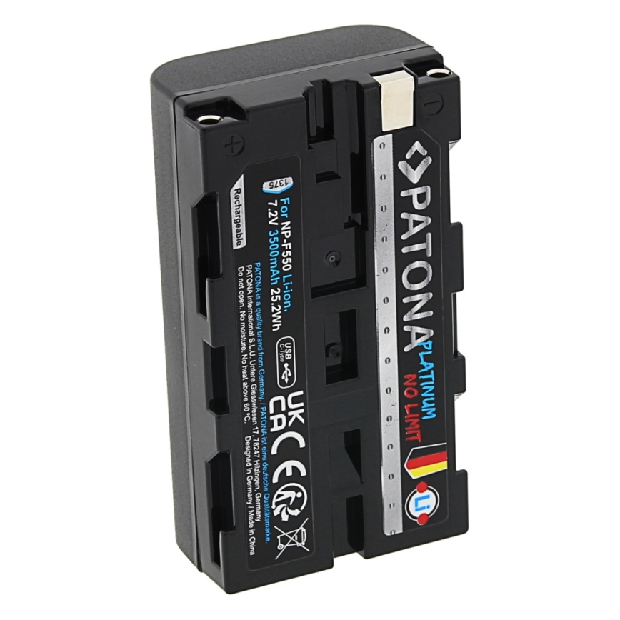 PATONA - Akku Sony NP-F550/F330/F570 3500mAh Li-Ion Platinum USB-C lataus