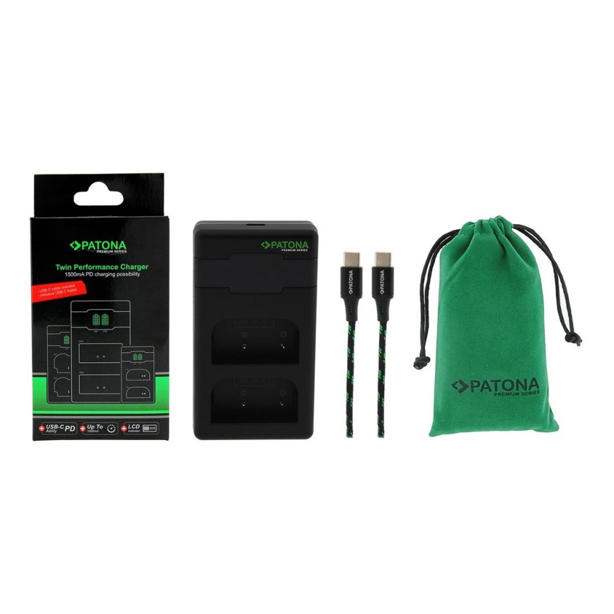 PATONA - Pikalaturi Dual Olympus BLX-1 + kaapeli USB-C 0,6m