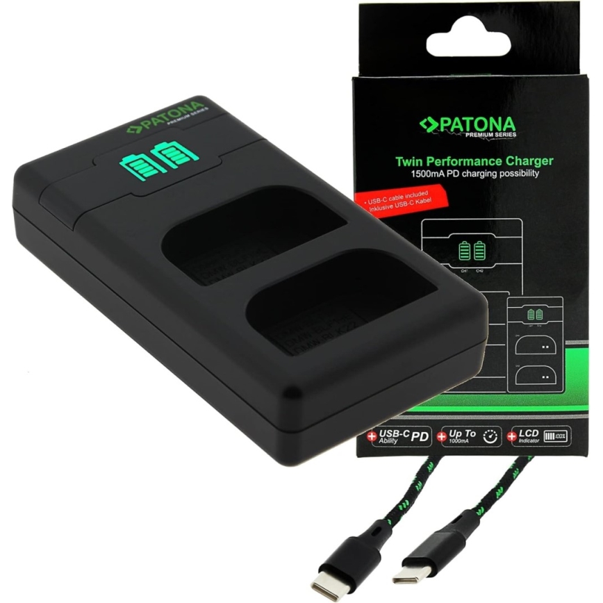 PATONA - Pikalaturi Dual Olympus BLX-1 + kaapeli USB-C 0,6m