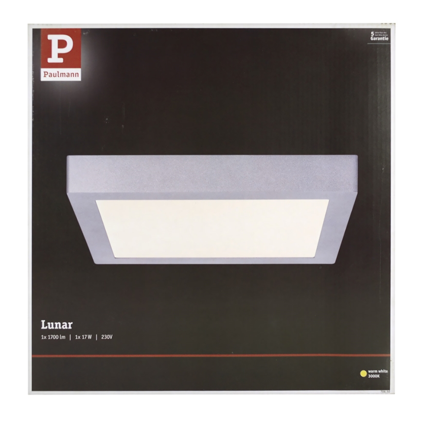 Paulmann 70650 - LED/17W Kattovalo LUNAR 230V 30x30 cm kromi