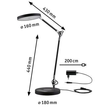 Paulmann 78010 - LED/11W Himmennettävä kosketuspöytävalaisin NUMIS 230V 2700/4000/6500K musta