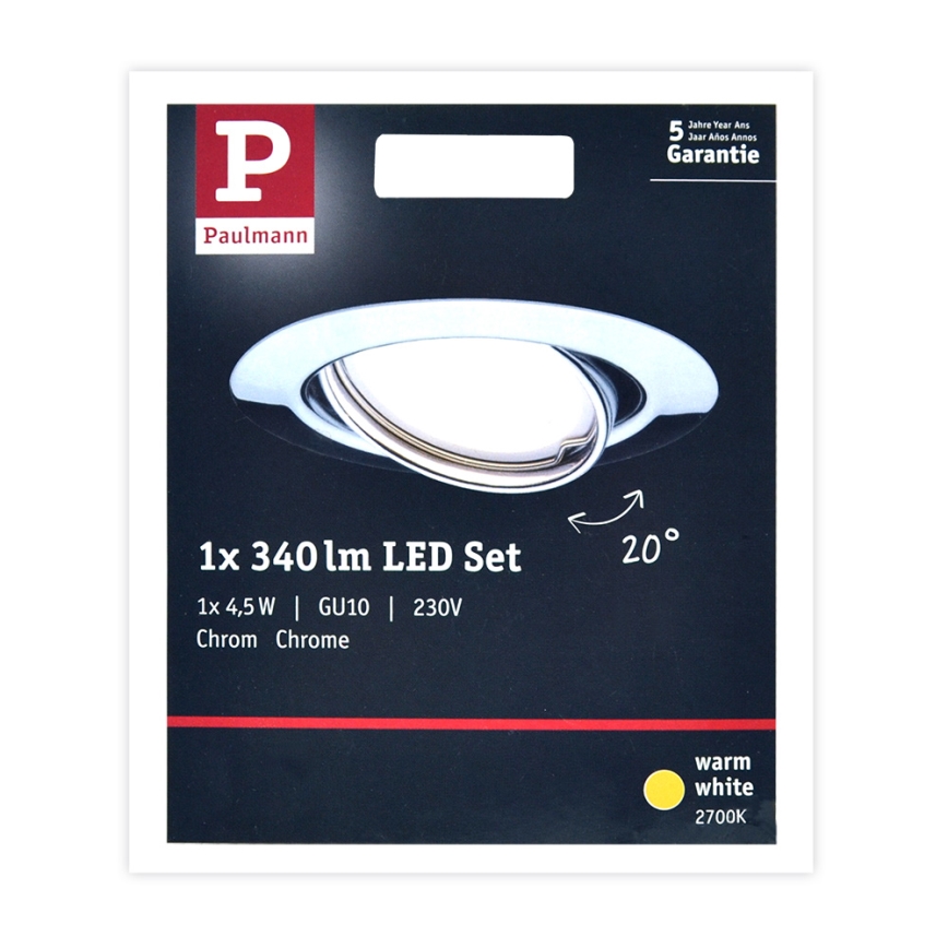 Paulmann 93850 - LED-GU10/4,5W Upotettu valo 230V