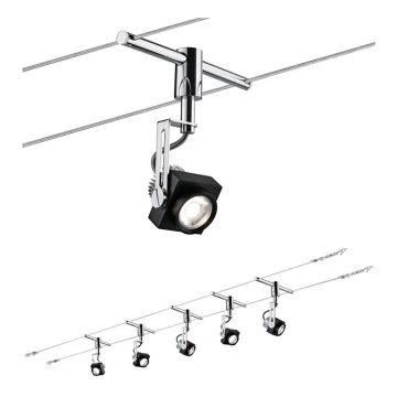 Paulmann 94081 - SETTI 5xLED/5W Kohdevalo johtosysteemiin 230V musta