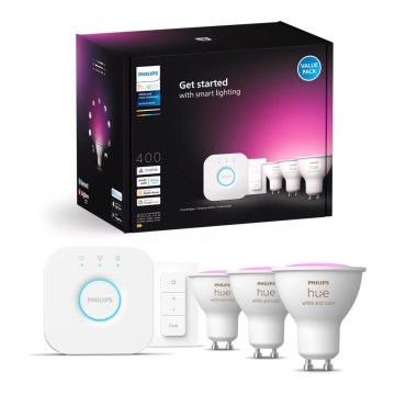 Perussetti Philips Hue WHITE AND COLOR AMBIANCE 3xGU10/4,2W/230V 2000-6500K + laite yhdistämistä varten