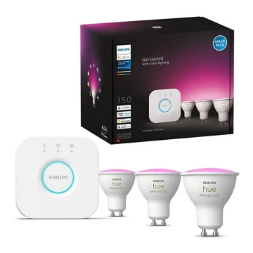 Perussetti Philips Hue WHITE AND COLOR AMBIANCE 3xGU10/5,7W/230V 2000-6500K + laite yhdistämistä varten