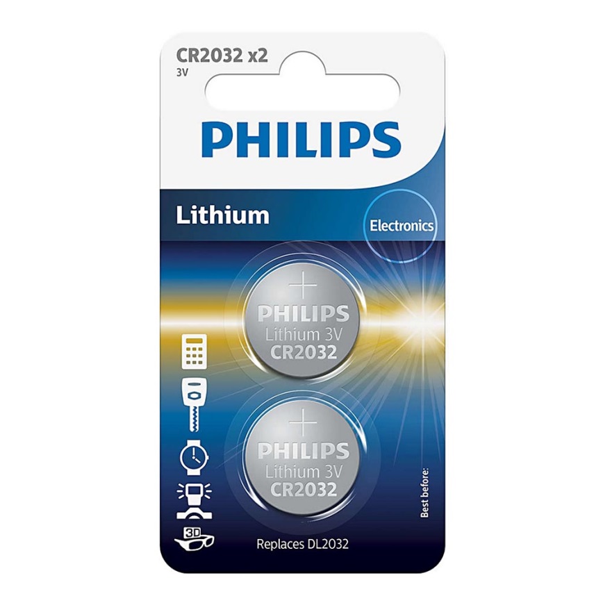 Philips CR2032P2/01B - 2 kpl Litiumnappikenno CR2032 MINICELLS 3V 240mAh