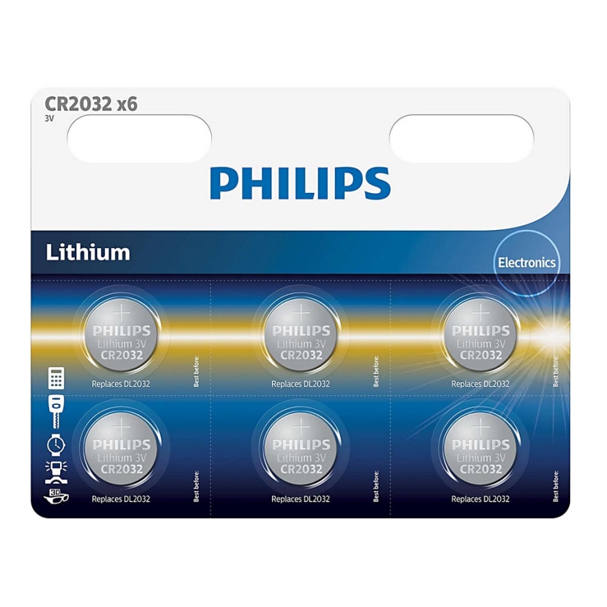 Philips CR2032P6/01B - 6 kpl Litiumnappikenno CR2032 MINICELLS 3V 240mAh