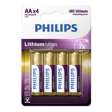Philips FR6LB4A/10 - 4 kpl Litiumkenno AA LITHIUM ULTRA 1,5V 2400mAh