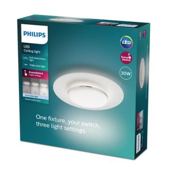 Philips- Himmennettävä LED-kattovalaisin SCENE SWITCH LED/30W/230V 4000K hopea