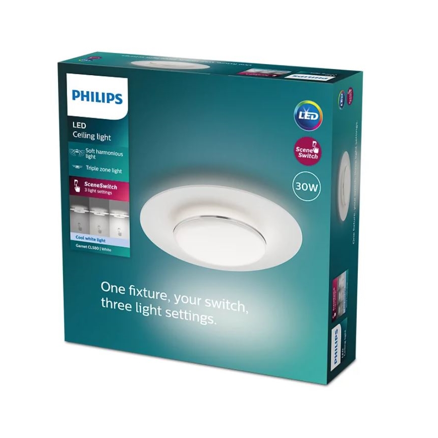 Philips- Himmennettävä LED-kattovalaisin SCENE SWITCH LED/30W/230V 4000K hopea