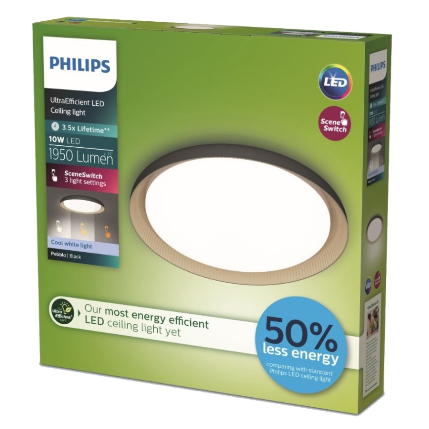 Philips - Himmennettävä LED-kattovalaisin PEBBLO SCENE SWITCH LED/10W/230V 4000K musta