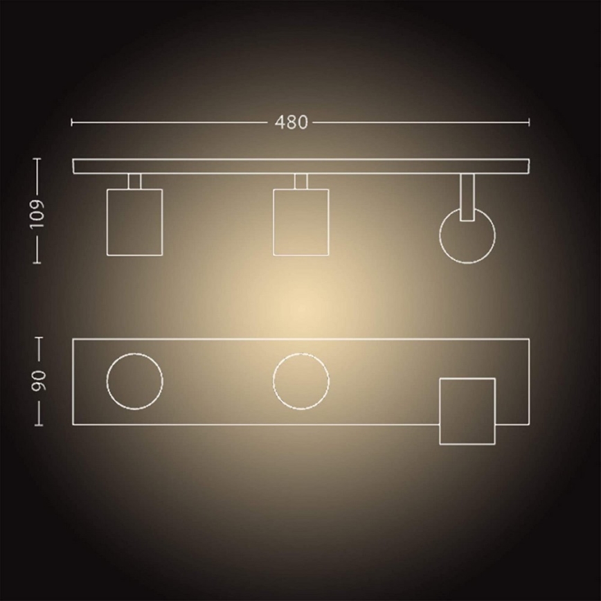 Philips - Himmennettävä LED-kohdevalo Hue RUNNER 3xGU10/4,2W/230V 2200-6500K + kauko-ohjaus musta