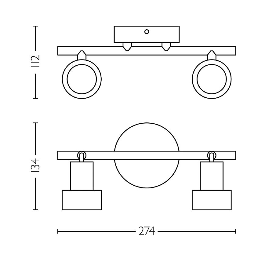 Philips - Kohdevalo CONDUIT 2xGU10/5W/230V musta/messinki