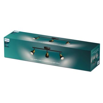 Philips - Kohdevalo CONDUIT 3xGU10/5W/230V musta/messinki