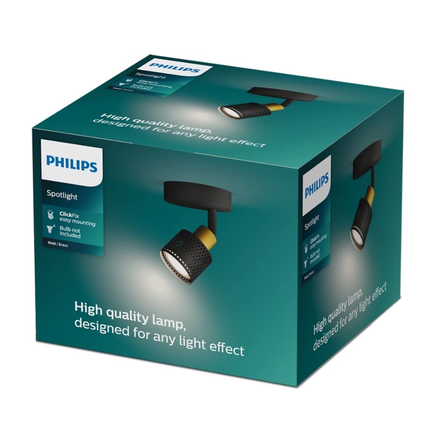 Philips - Kohdevalo NIALL 1xGU10/5W/230V musta/messinki